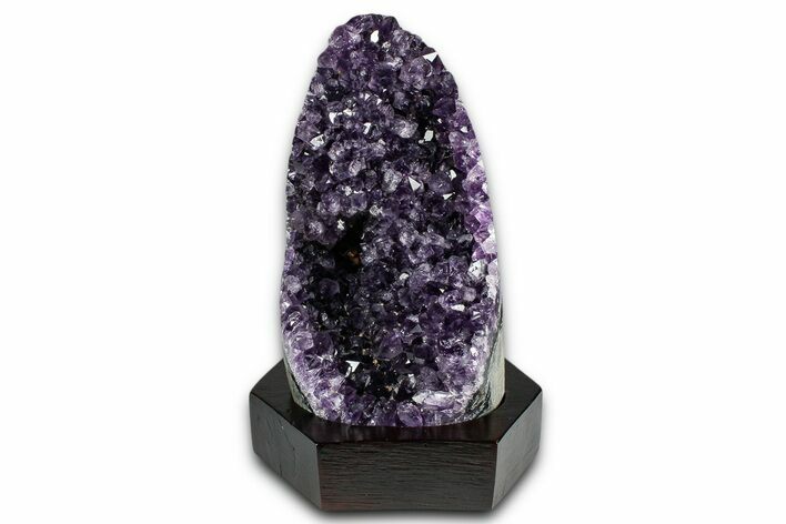 Deep Purple Amethyst Geode With Wood Base - Uruguay #368335